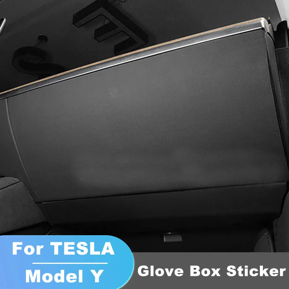 For Tesla Model Y 2020-2024 Carbon Fiber Glove Box Cover Trim Sticker Copilot Anti Kick Protection Patch