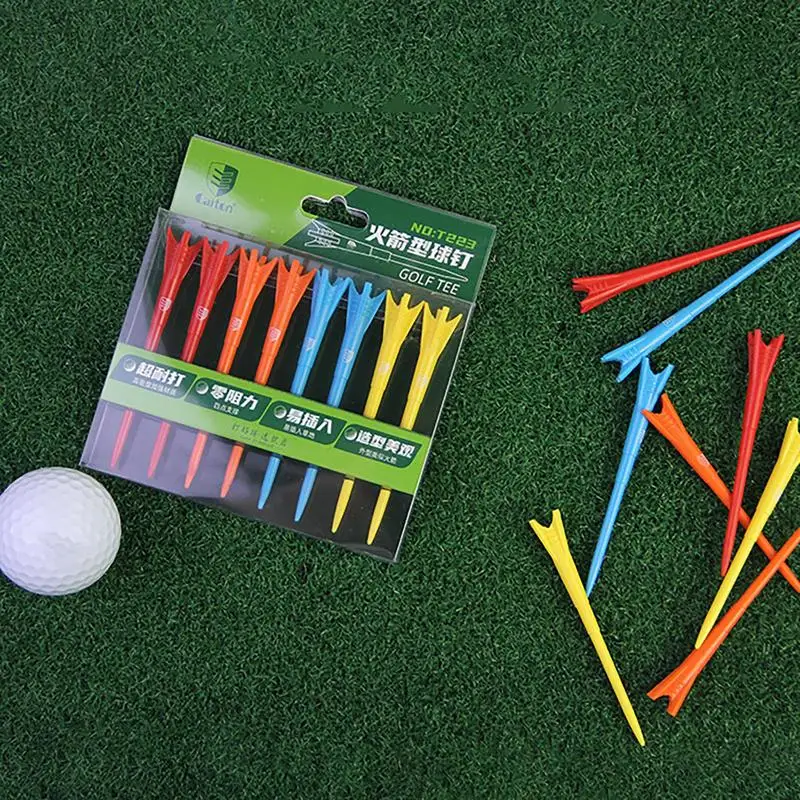 8pcs/box Golf Plastic Tees Rocket shape Tee Height 83 mm Long Golf Tee for  Training Plastic Claw Less Resistance Golf Accessory