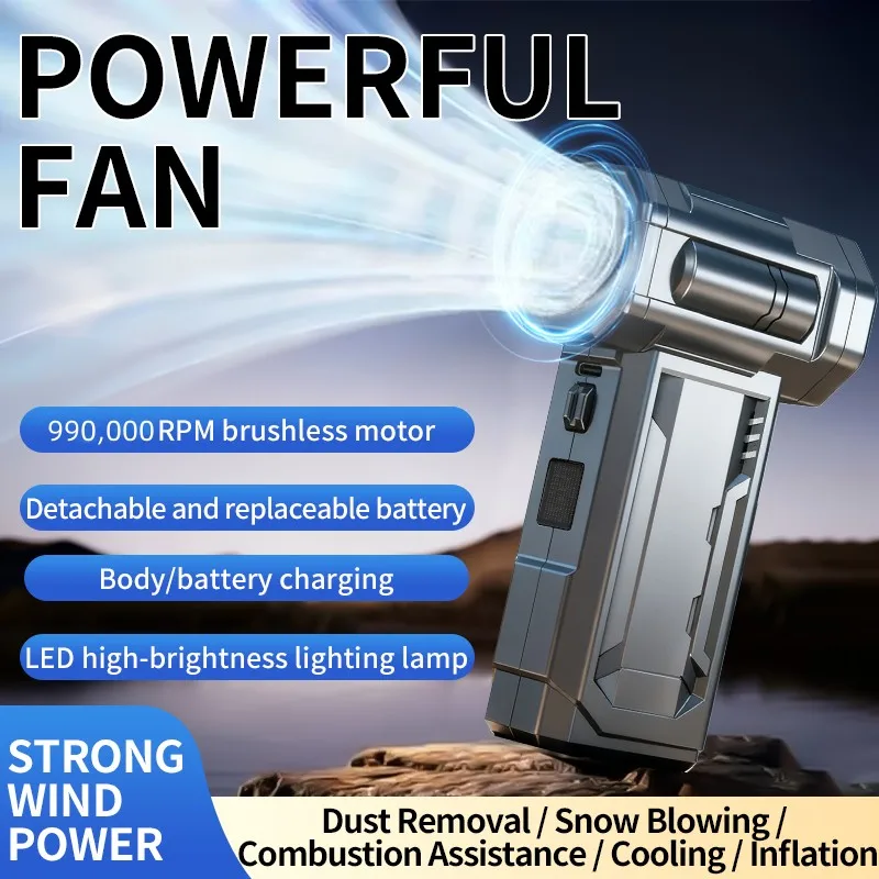 

990000RPM Turbo Fan Powerful Air Blower Portable Wireless Dust Cleaner Type-C Charging Brushless Jet Blower camping equipment