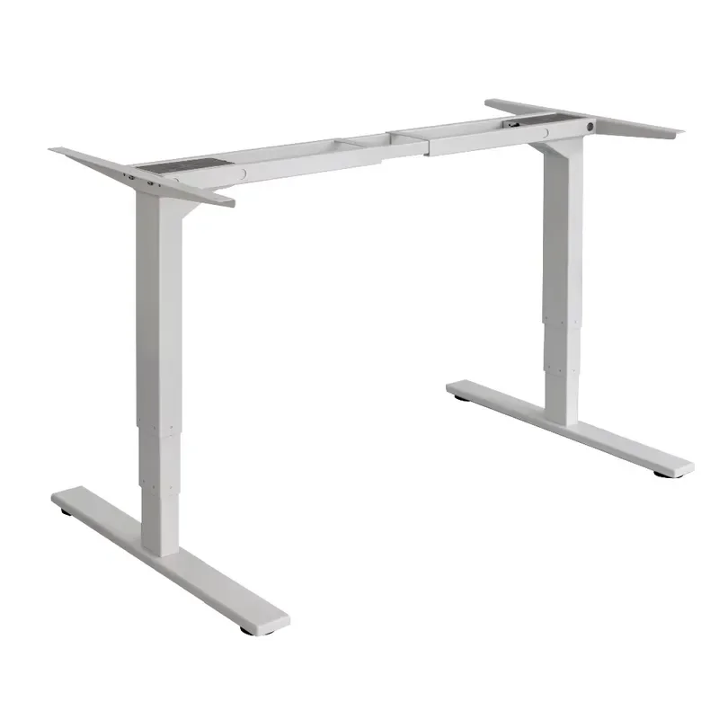 Dual Motor Electric Standing Desk Adjustable Height Iron Frame Modern White Sit Stand Workstation Heavy Duty 1400N Load
