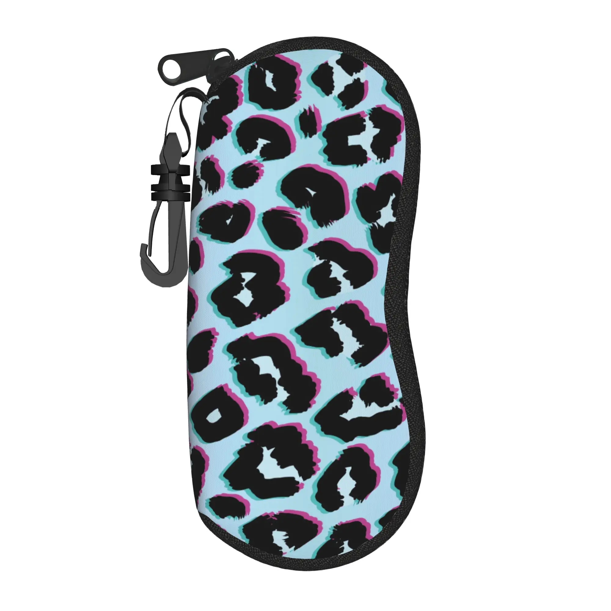 Cute  Leopard Glasses Case New Zipper  Reading Storage Box Anti-Pressure Eye Contacts Case