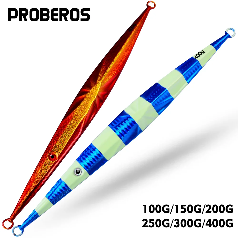 

PROBEROS Saltwater Fishing Lures Fishing Tackle Accessories 1pcs 100G-400G Luminous Metal Jig Lure Deep Sea Artificial Bait