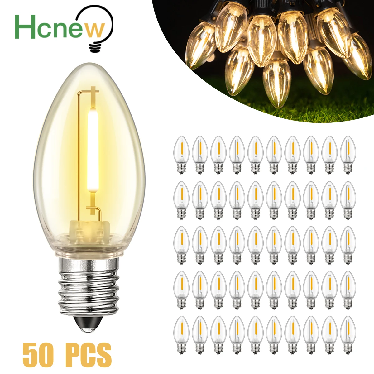 Plastic C7 Candle Bulb E12 110V 220V Led Light Bulbs 1W Shatterproof for String Light Garden OutdoorChristmas Decoration Lights