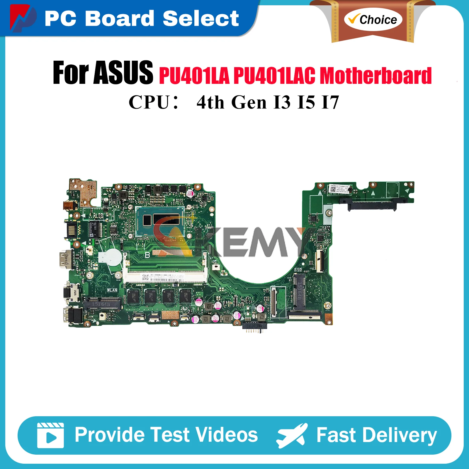 

PU401LA Laptop Motherboard For ASUS VivoBook PU401LAC PU401LA PU401L Notebook Mainboard With I3 I5 I7 CPU tests OK fast shipping
