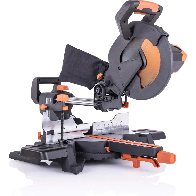 10-Inch Sliding Miter Saw Plus Multi-Material Multi-Purpose Cutting Cuts Metal, Plastic, Wood & More 0˚ - 45˚ Bevel & 50˚