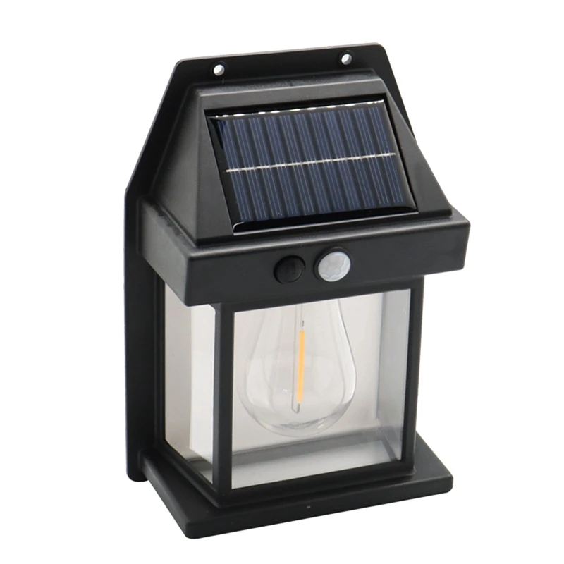 1 Stück schwarz Solar Wolfram Glühbirne Wand lampe Innenhof Landschaft dekorative Lampe Solar Licht
