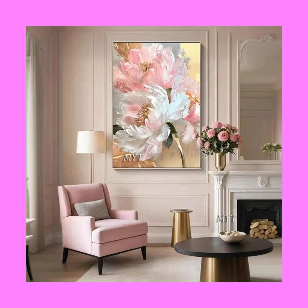 Painted Petals, Modern Soul – Handmade Oil Abstract Flower Frameless Canvas Art for Living Room Home Decor 2026