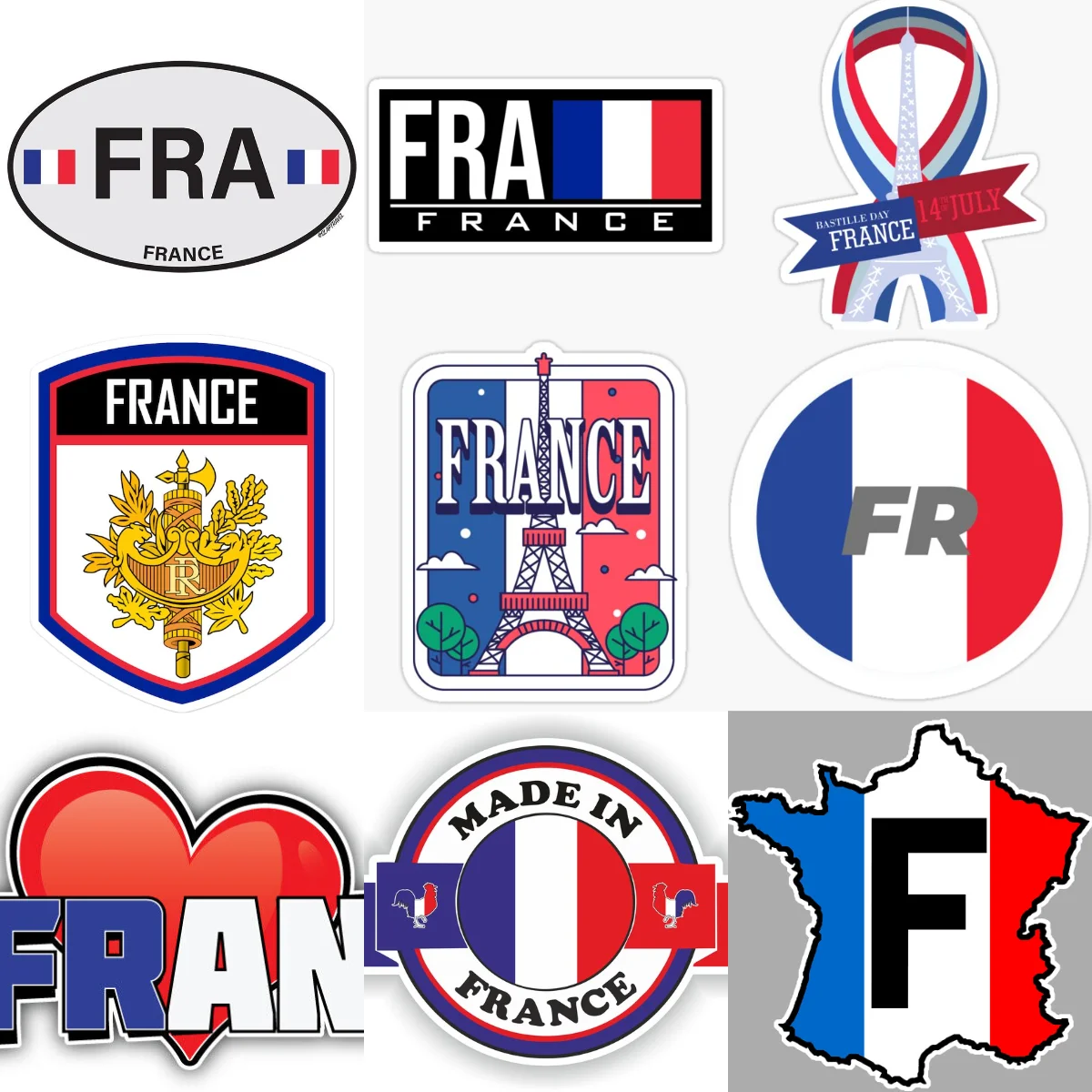 

F France flag map creative personalized Stickers for car van motorcycle helmet window Fridge wall Decoration Accessories