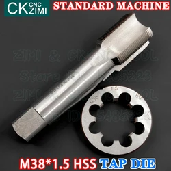 M38*1.5 M38x1.5 Straight Handle Standard Machine Die Tap Right High Speed Steel Wire Tapping Drill Round Die Metal Tap Die Set