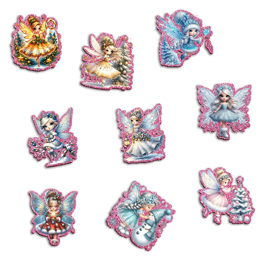 

Girl Elf Christmas Color Glitter Acrylic Flatback for Badge Hair Bow Keychain Reel Clip Decoration Craft Fashion