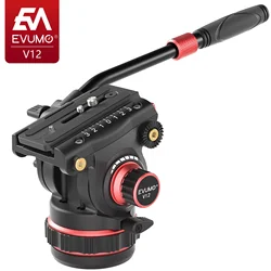 EVUMO V12 Professional Hydraulic Fluid Video Head Load 10kg22lbs for Tripod Monopod DSLR Cameras Camcorder Big Fluid Tripod Head