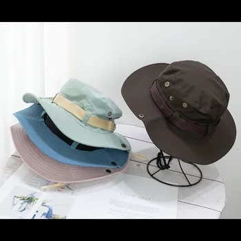 Chapeau pare-soleil d'été pour hommes, seau d'extérieur, Protection UV, large bord, Panama, Cowboy, Safari, chasse, randonnée, chapeau de pêcheur de plage