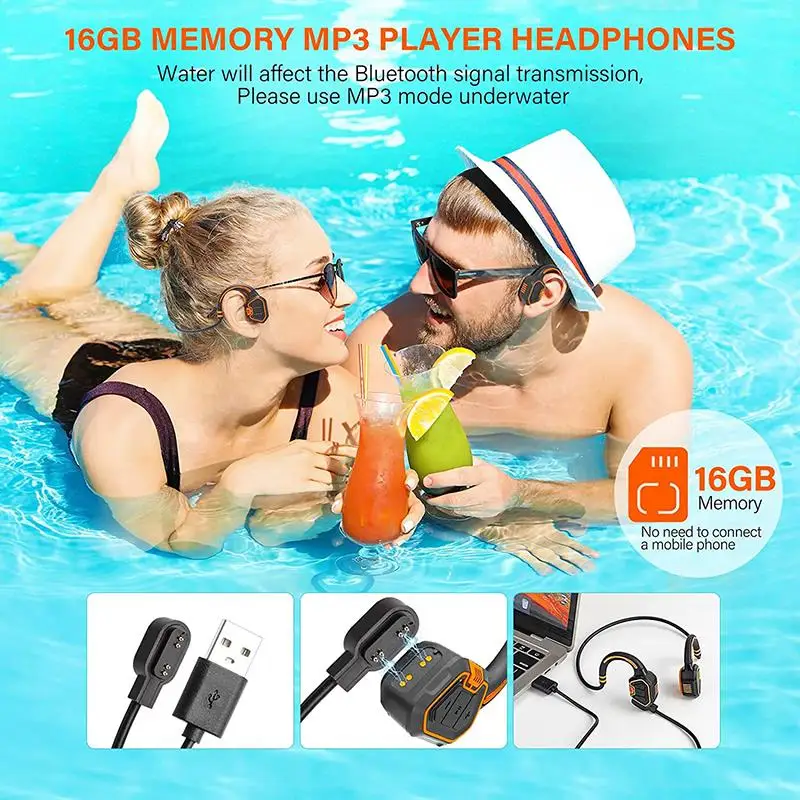 For Xiaomi Huawei Bone Conduction Earphone IPX8 Waterproof Wireless Headphones Sports Outdoor Running Earbuds Bluetooth 5.1