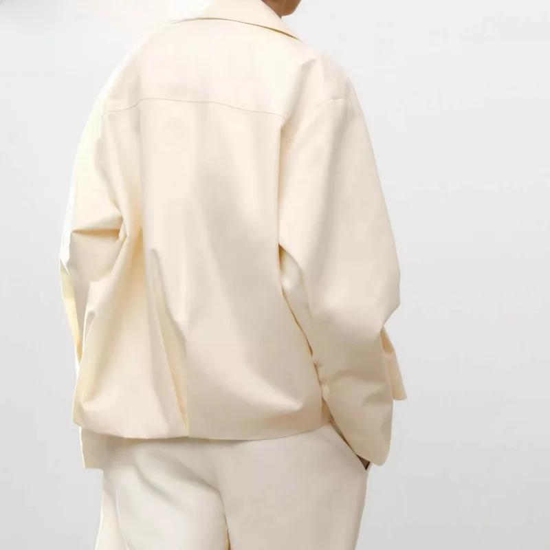 

Spring New Arrival Women's Simple Long Sve Collared Pilot Jaet Casual ort Outerwear Commute Sle Loose Fit Zipper Clo...