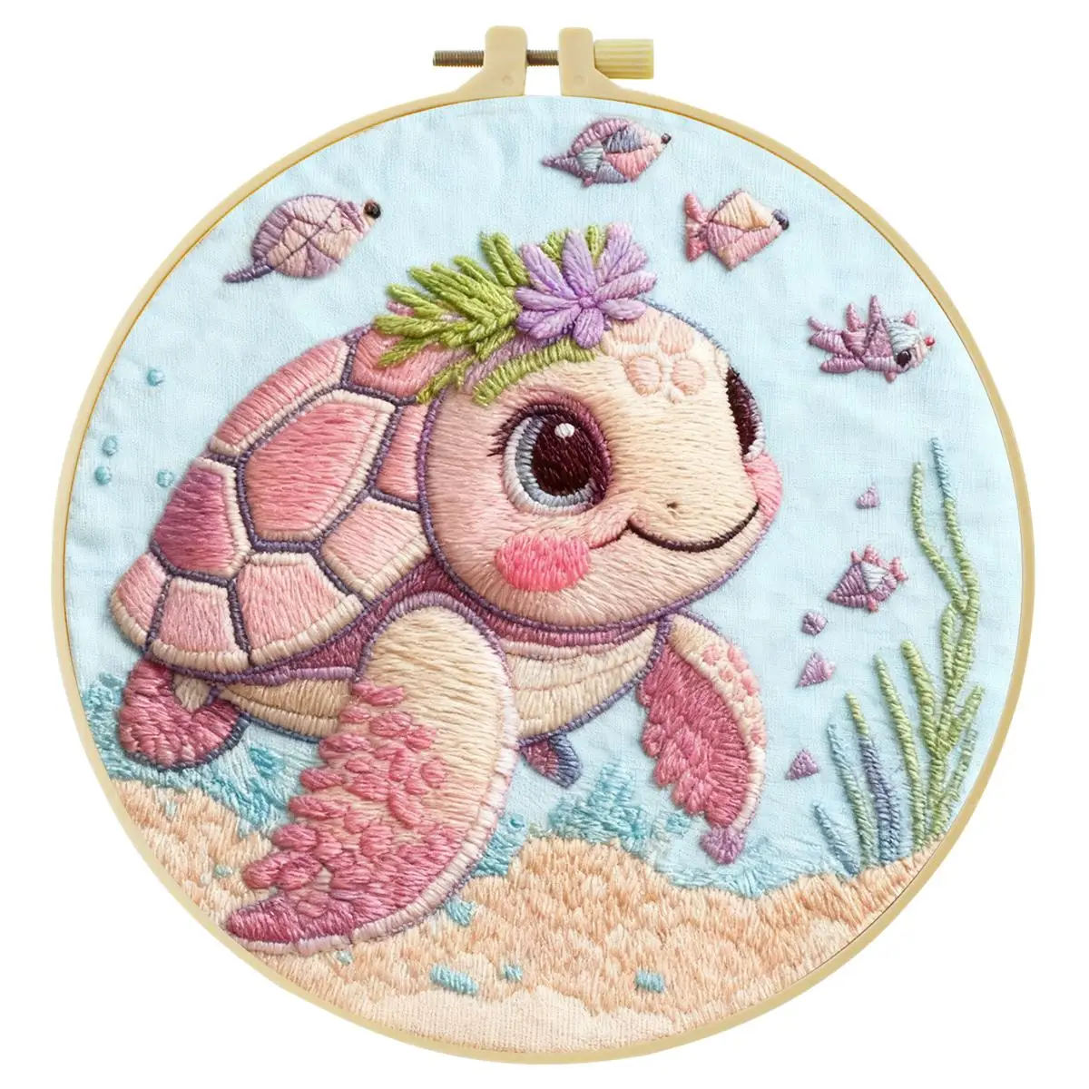 1 Stück 20X20CM/15X15CM 7,87/6,3 Zoll Tier - Schildkröte Stickerei Starter-Kit DIY-Kit DIY-Stickerei-Set Handarbeiten Nadelkunst – Detail 2
