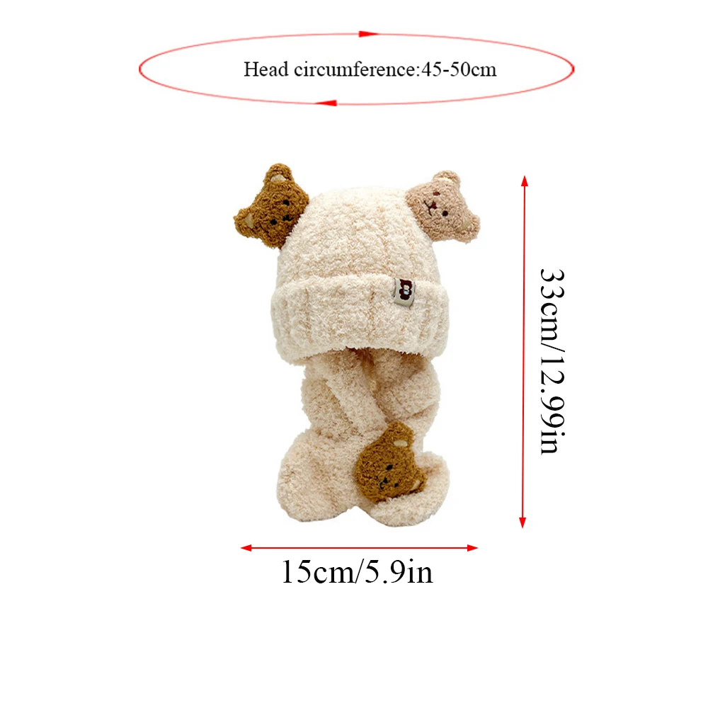 Super Cute Toddler Winter Bear Hat Scarf Set Autumn Winter Warm Newborn Infant Beanies For Boys Girls Anti Cold Outfit For Baby