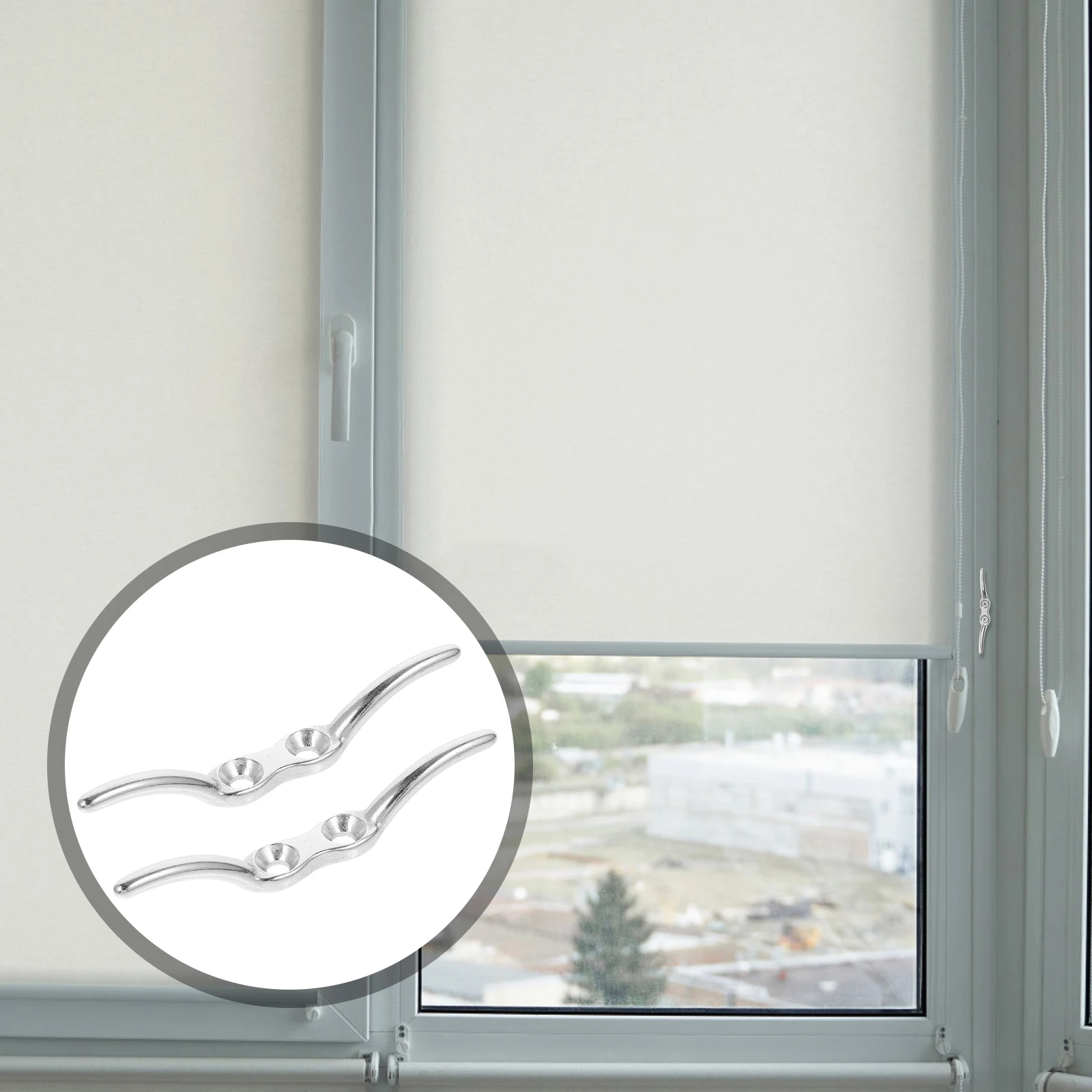 

4pcs Blind Cord Stainless Steel Roller Reusable For Roman Shades Vertical Blinds Window Hooks