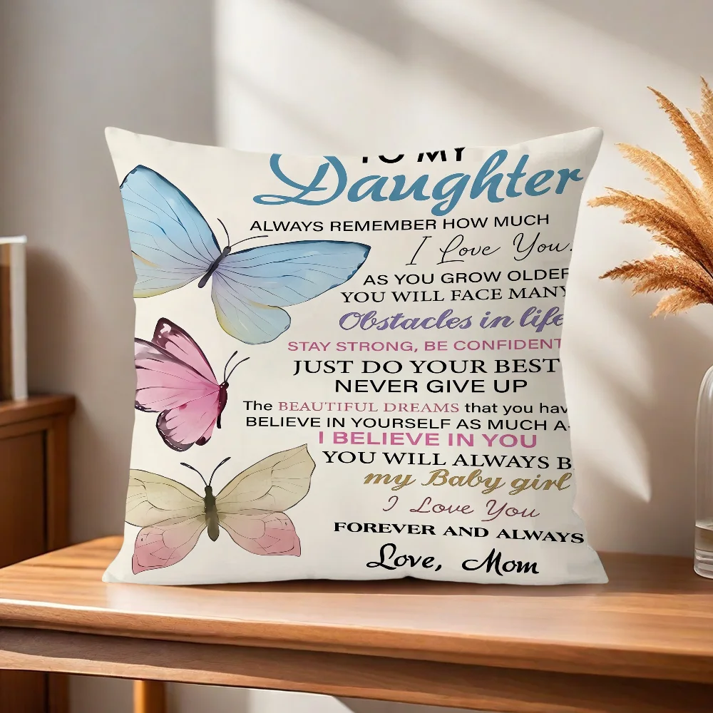 Meine liebe Tochter, ich liebe dich immer. Kissenbezug für Zuhause, Sofa, Wohnzimmer, Büro, Café, Auto. – Detail 7