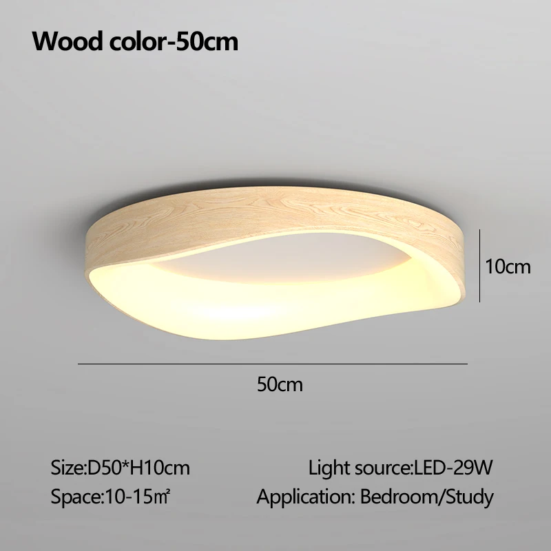 Nordic Wood Plafond Licht Ronde Log Walnoot Remote Home Armatuur Geleid Voor Studie Woonkamer Hal Slaapkamerdecoratie Verlichting