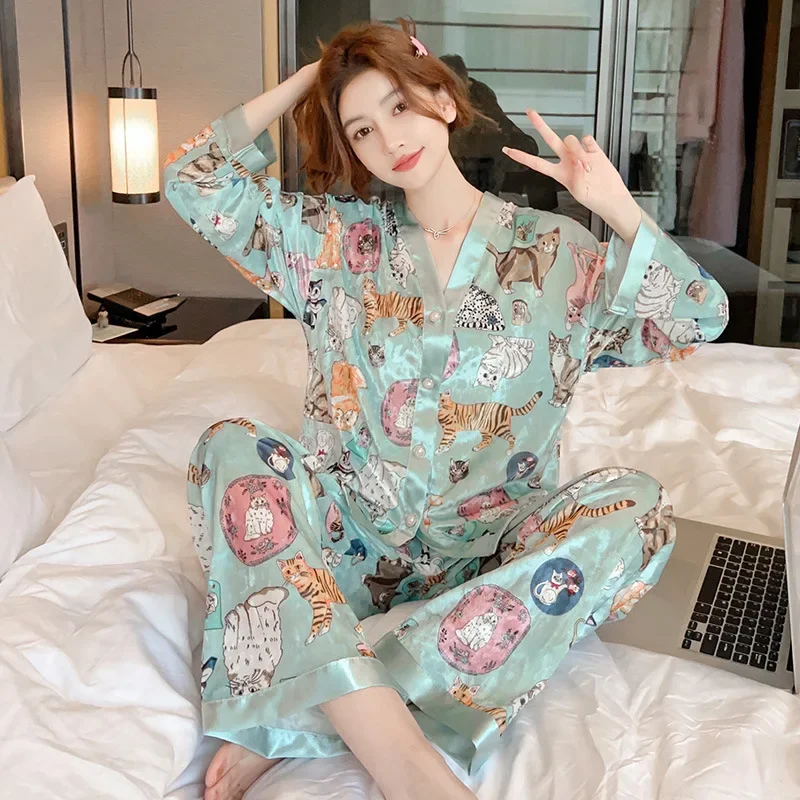 

Sleepwear Women's Clothing Suits Autumn Thin New Korea Home Soft Cozy Casual Breathable Slim Loose Fit Temperament Airy Stylish