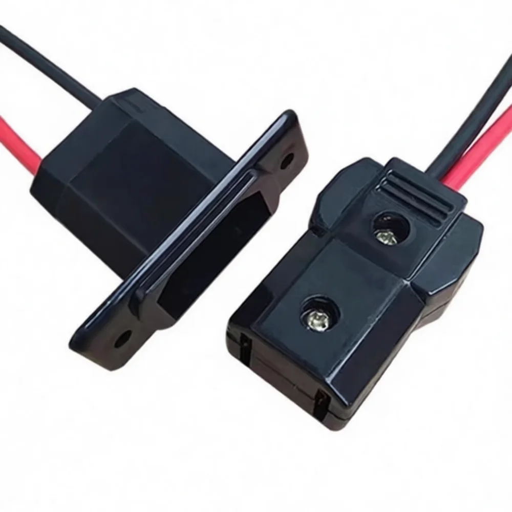 Bicycle Battery Charging Plug Socket Set 2 Pin Male Female Connector Electric Quadricycle Power Cable Adapter Black