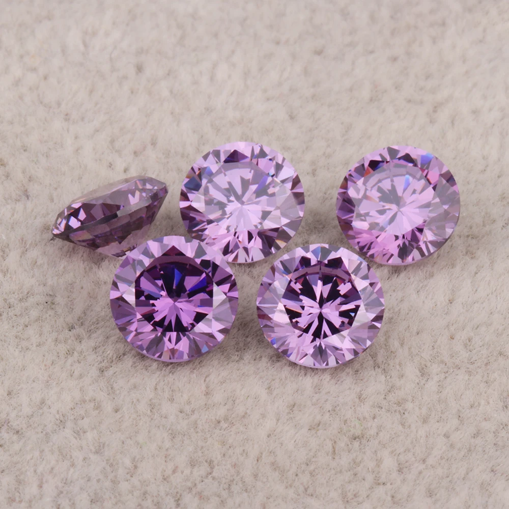 0.8mm-3.0mm Dark Purple 5A Cubic Zirconia Gemstone Round Brilliant Cut Amethyst Diamond
