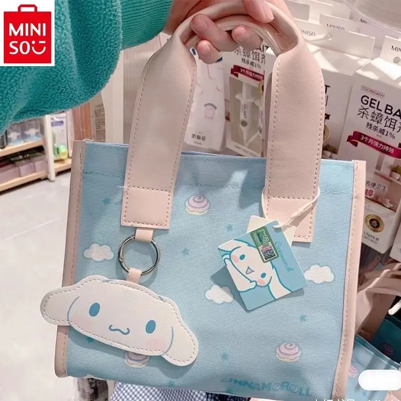 

MINISO Sanrio Cartoon Kuromi Melody Square Bento Bag Student Cute Large Capacity Handheld Shoulder Bag