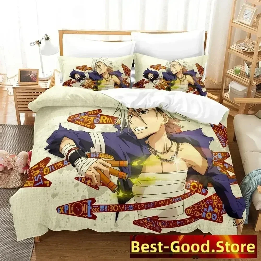 HITMAN REBORN Bedding Set Printed Bed Set With Pillowcase Bed Duvet Cover Soft Single Double Queen Super King Size Single Twin