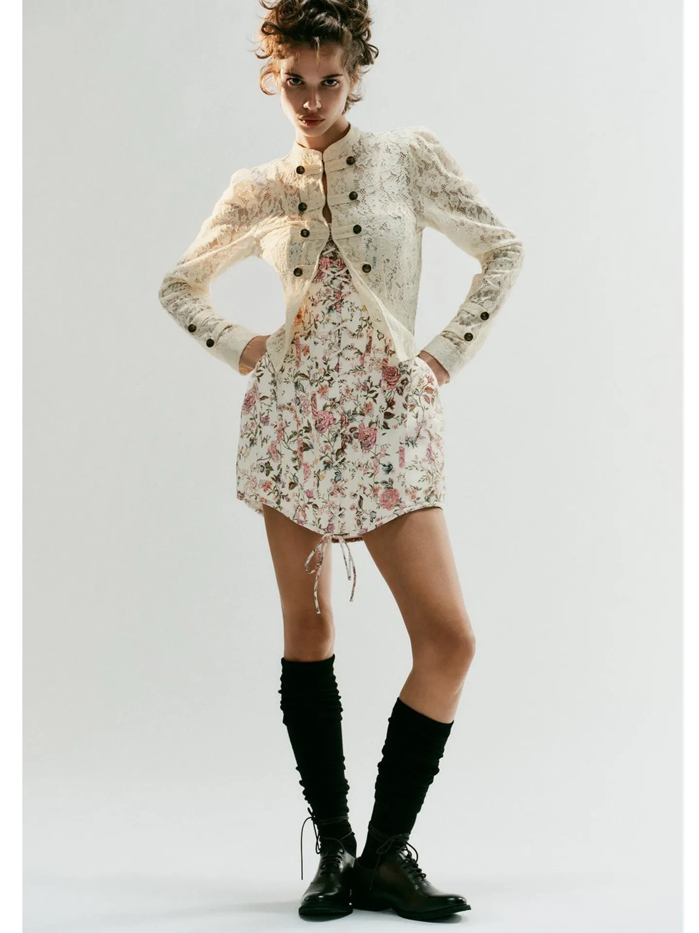 Autumn New Arrival Women's Casual Style Long Sleeve Stand Collar Lace Decorative Button Coat Polyester Fiber Slim Fit Short O...