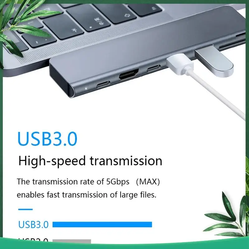 

(NEW) Tebe 7 In 1 Type-C Hub USB -C To 4K -Compatible USB 3.0 SD/TF PD Fast Charging Splitter USB C Docking Station