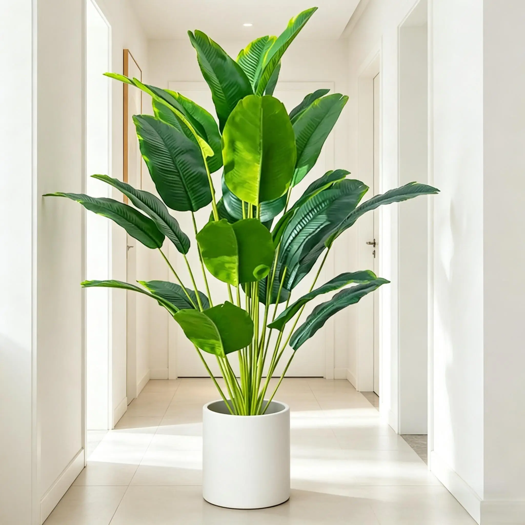 Hojas de plátano artificiales, palmera artificial tipo Ave del Paraíso, planta tropical de 67-112 cm para decoración del hogar, jardín, oficina y fiestas.