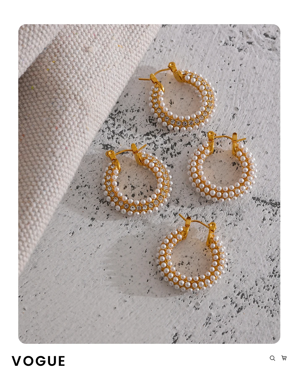 Yhpup Exquisite Luxus Edelstahl Imitation Perlen Hoop Huggie Ohrringe Romantische Elegante Mode Charme Trendy Chic Schmuck – Detail 6