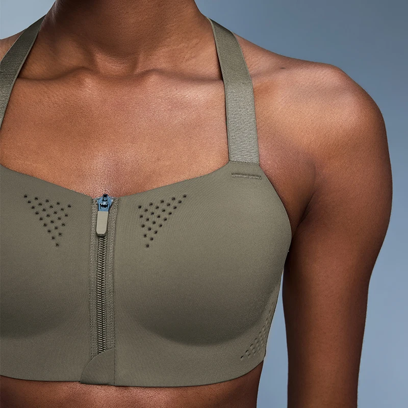 حمالة صدر رياضية نسائية بسحاب من قطعة واحدة مقاومة للصدمات وأشرطة كتف قابلة للتعديل ومضادة للترهل ملابس داخلية لليوجا وظهر جميل