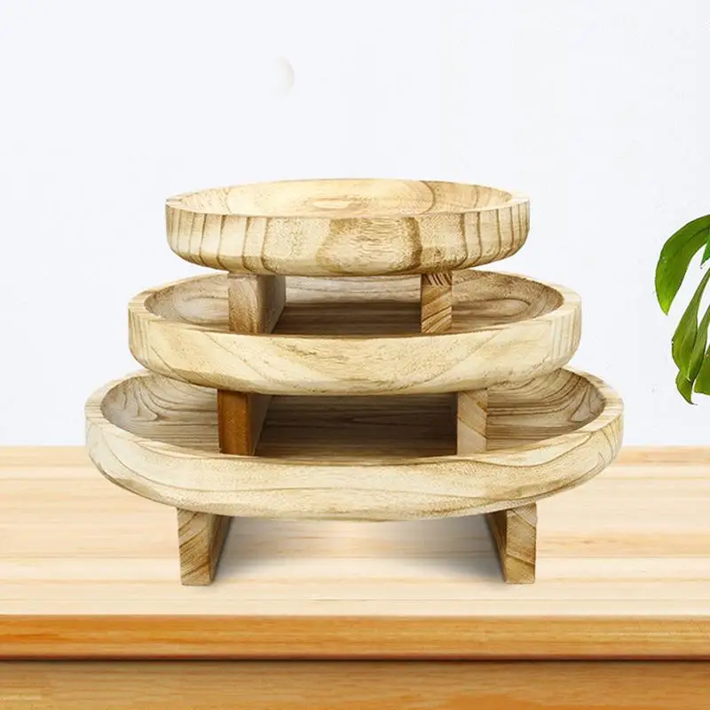 Wooden Plant Stool Flowerpot Holder Indoor And Outdoor Round Paulownia Wood Pot Flower Pedestal Riser Holder Home Decoration