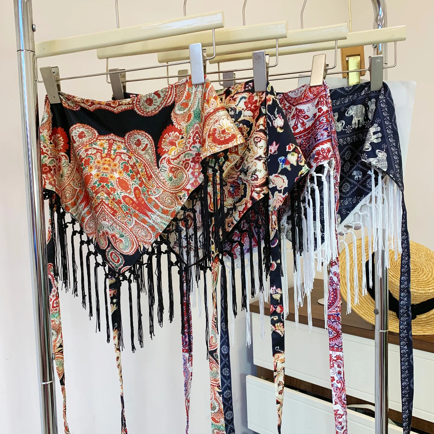 

Ретро-юбка-штора с цветочным узором, женская, в стиле аэрофэшн, многослойная, джинсовая, с поясом, этническая, струящаяся...