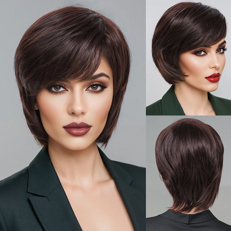 's full-head wig made of real for middle-aged elderly women, short to cover gray and increase hair volum
