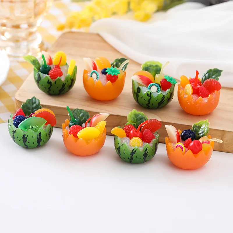 Simulatio Watermelon Orange Fruit Miniature Resin Cabochons Dollhouse Scrapbooking Diy Home Decor Craft Accessories 2pc/lot