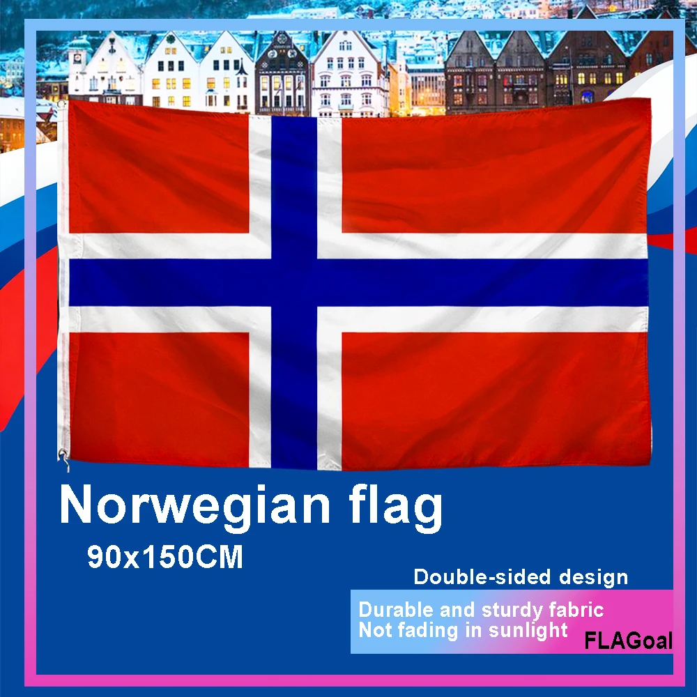 FLAGoal 3X5FT Norway Flag Red White Blue Color Vibrant Non-fading Quality Material Outdoor Indoor Use