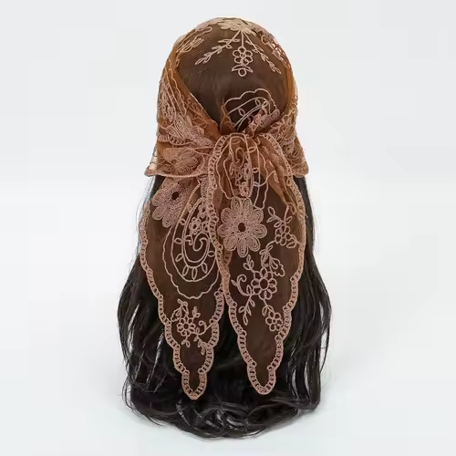 Elegant Lace Scarf Hollow Out Embroidery Foulard Bandana Solid Color Triangular Scarf Thin Vintage HandkerChiefs for Hair Woman - Image 19