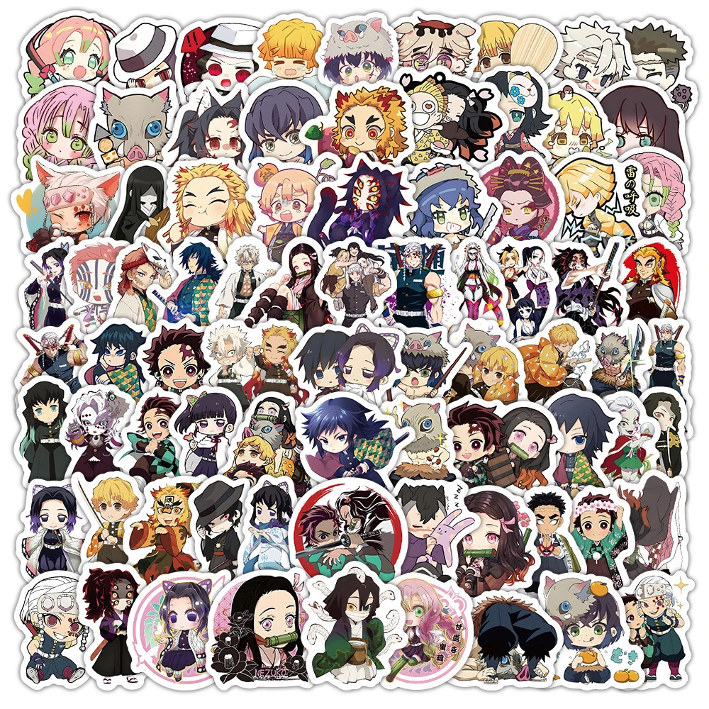 10/30/50/120pcs Kawaii Anime Demon Slayer Graffiti Stickers Cute Cartoon Waterproof Sticker DIY Suitcase Phone Helmet Decals Toy