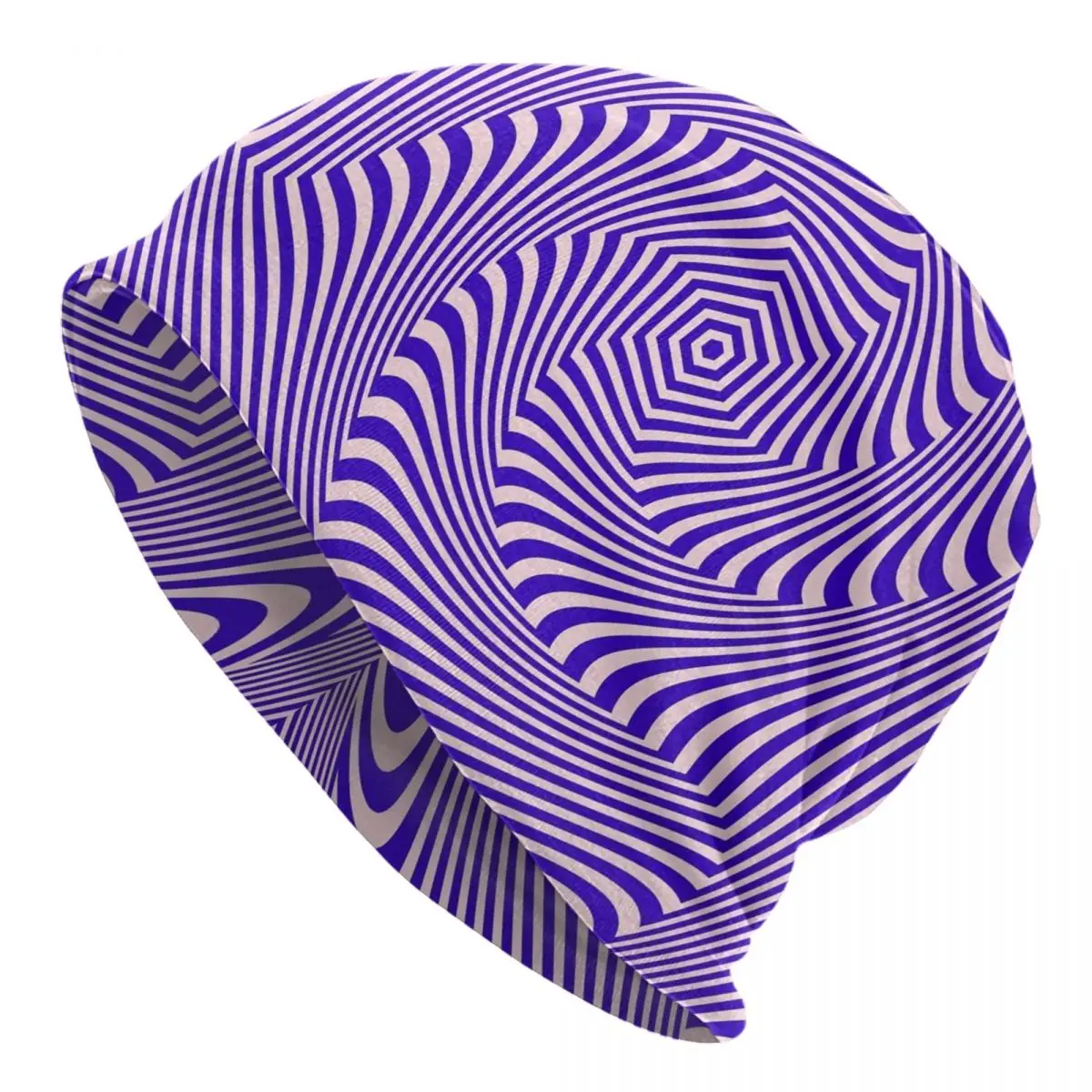 Purple Curve Beanie Hats Swirl Lines Print Bonnet Hats Men Women Y2K Cool Gym Knit Hat Autumn Pattern Head Wrap Caps