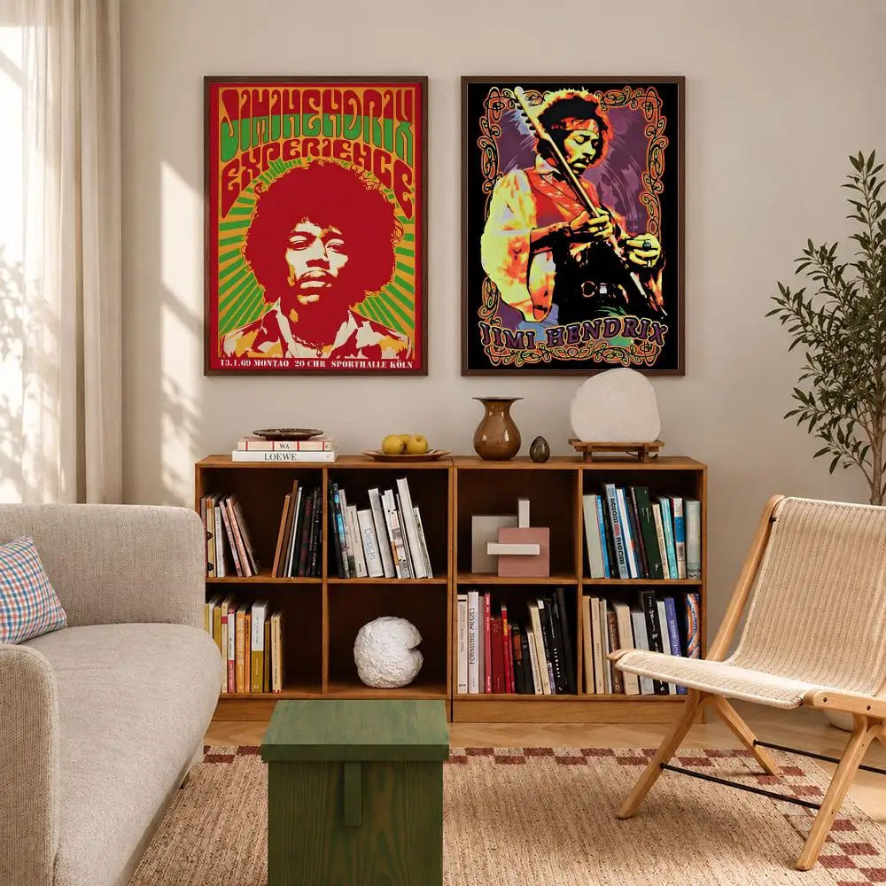 Legendary Rock Guitarist Jimi Hendrix Poster Self‑Adhesive Waterproof Poster Sticker Coffee House Bar Wall Art Home Decor