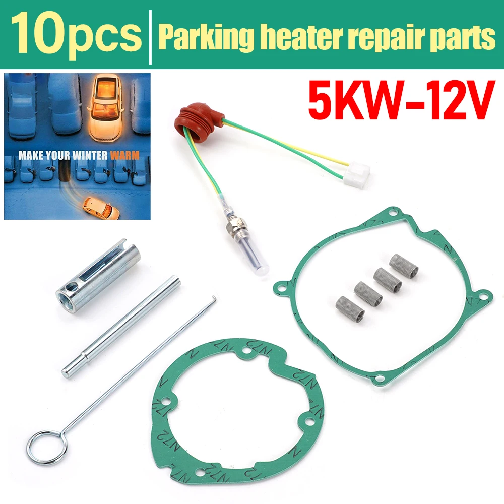 

10Pcs 12V 5-8KW Ignition Plug Kit For Diesel Parking Heater Set With Wrench Atomizing Net Washer Glow Plug Replacement Kits