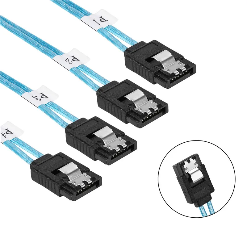 4 pcs/set Sata To Sata Cable 4 Ports/Set Date Cable 7 Pin to 7 Pin Sas Cable 6Gbps HDD Splitter Cables For Server