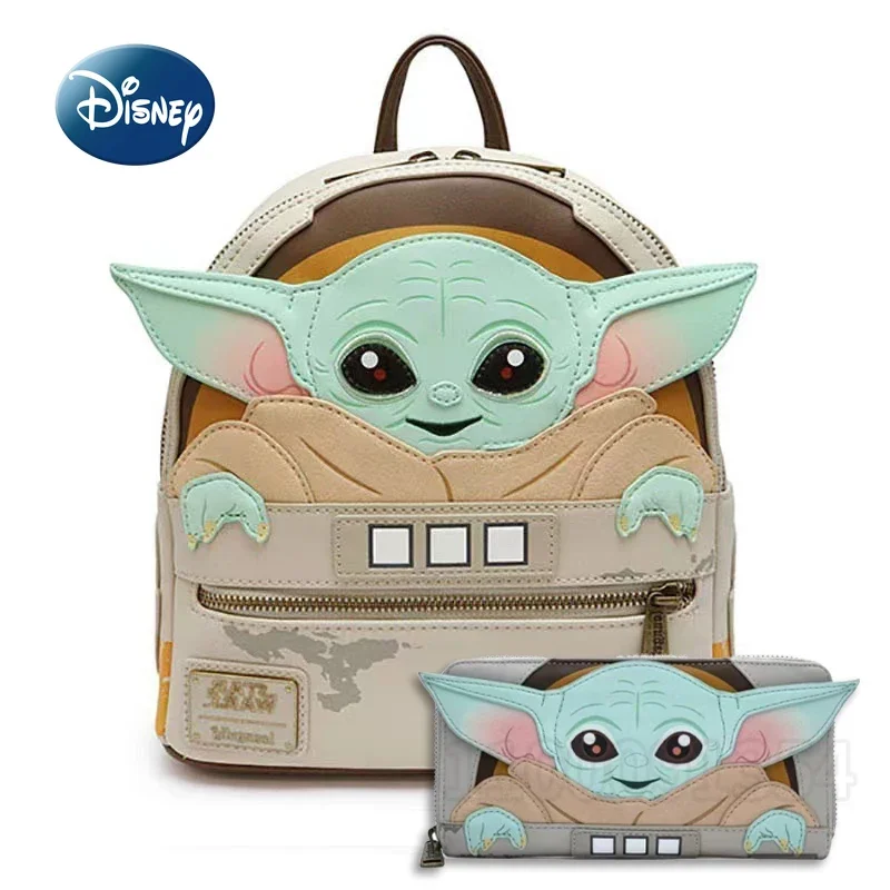 Disney Yoda New Mini Backpack Luxury Brand Original 2-piece Women's Backpack Cartoon Fashion 3D Student Backpack Large Capacity