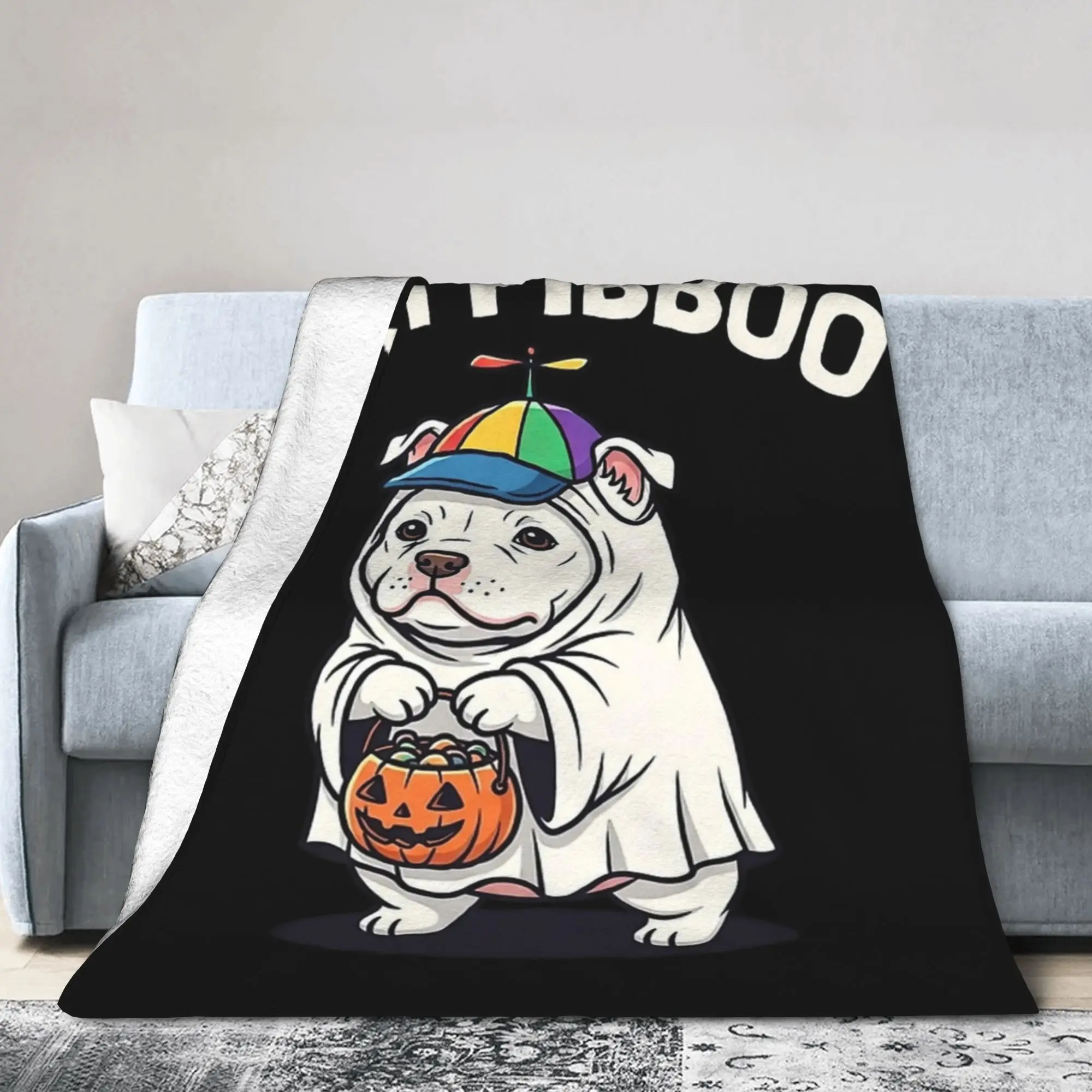 

I Am Pibboo Funny Pit Bull Terrier Ghost Halloween Pibble Blanket Summer Lightweight Thin Throw Blanket Home Outdoor Bedspread