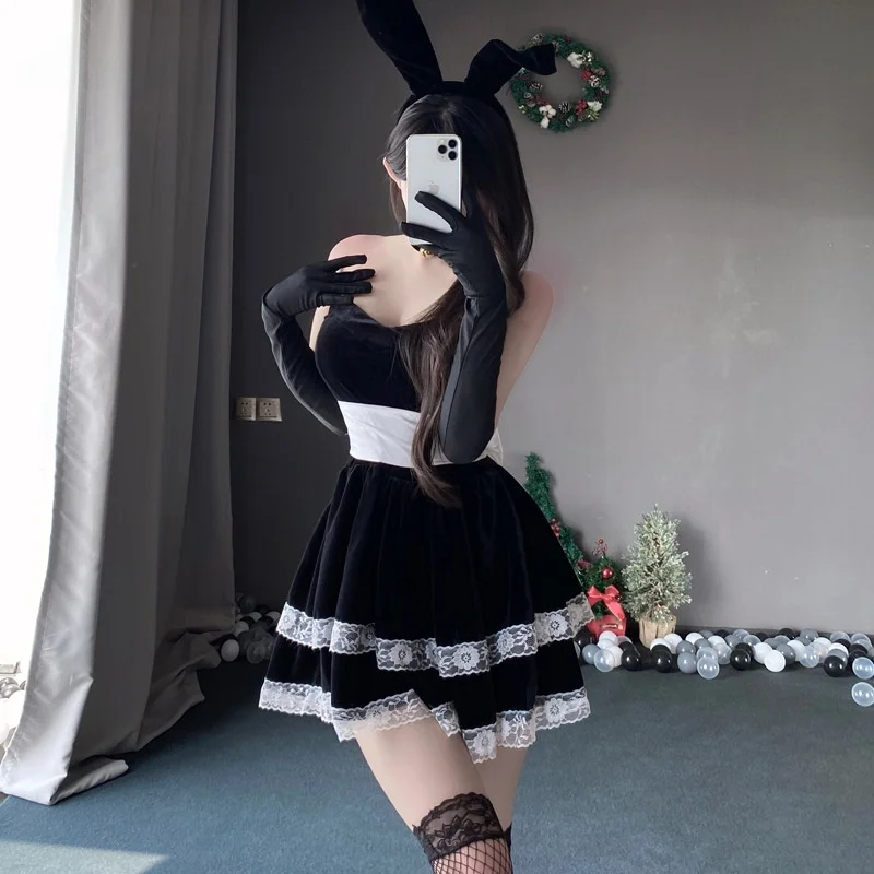 Seksowny aksamitny kostium na Halloween, uwodzicielski strój królowej balu, ubrania sceniczne Cisas, strój na występ S8.