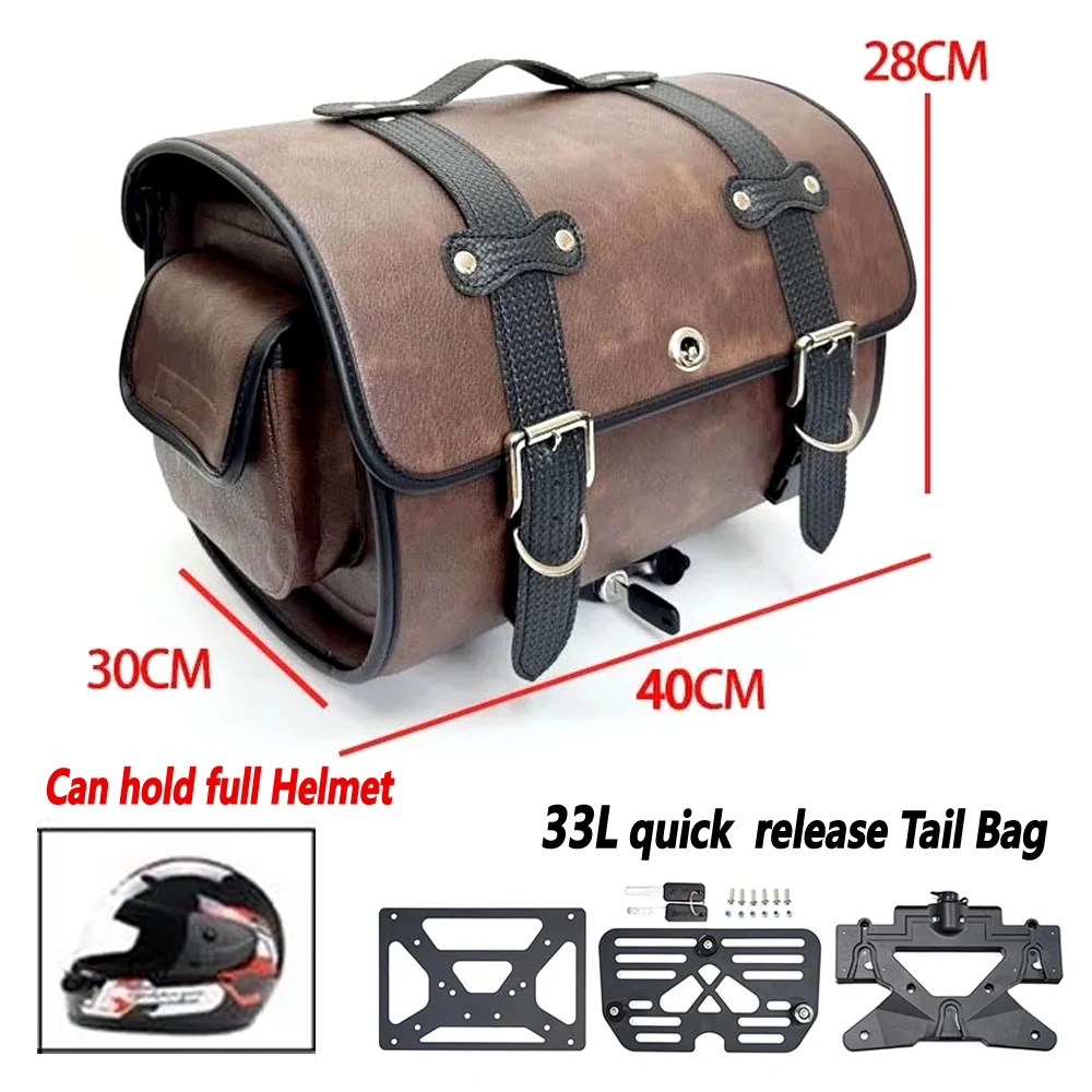 High quality tail bag For QJMOTOR SRV400 SRV300S SRV250 SRV150 Quick Release Tail Bag 23L-33L Retro Waterproof  helmet bag