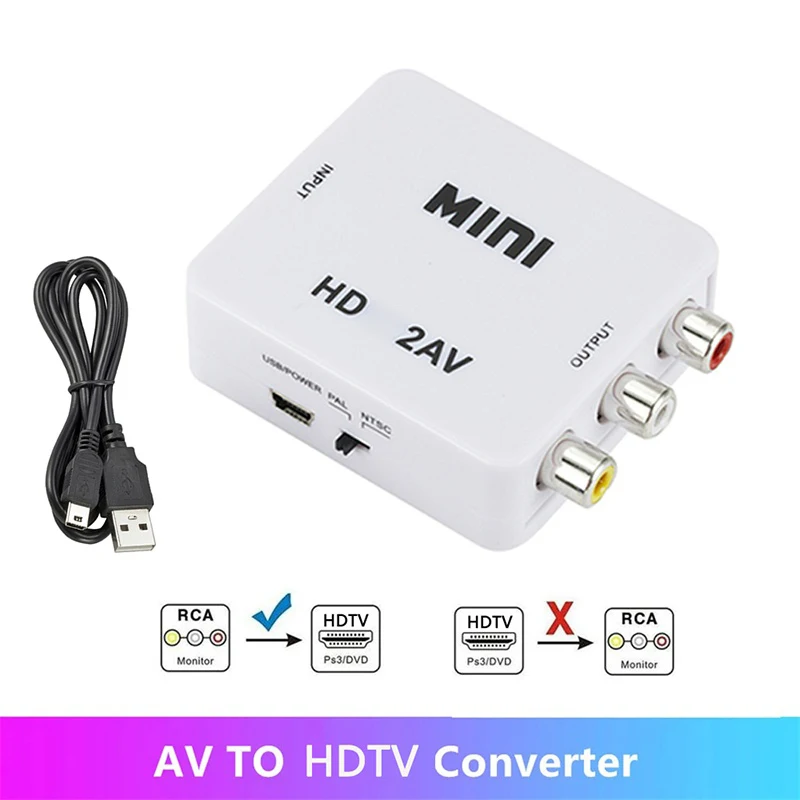 HDMI-compatible To RCA AV Video Composite Adapter Converter 1080P HDTV2AV AV2HDTV Adapter For HDTV PS3 PS4 PC DVD XBox Projector