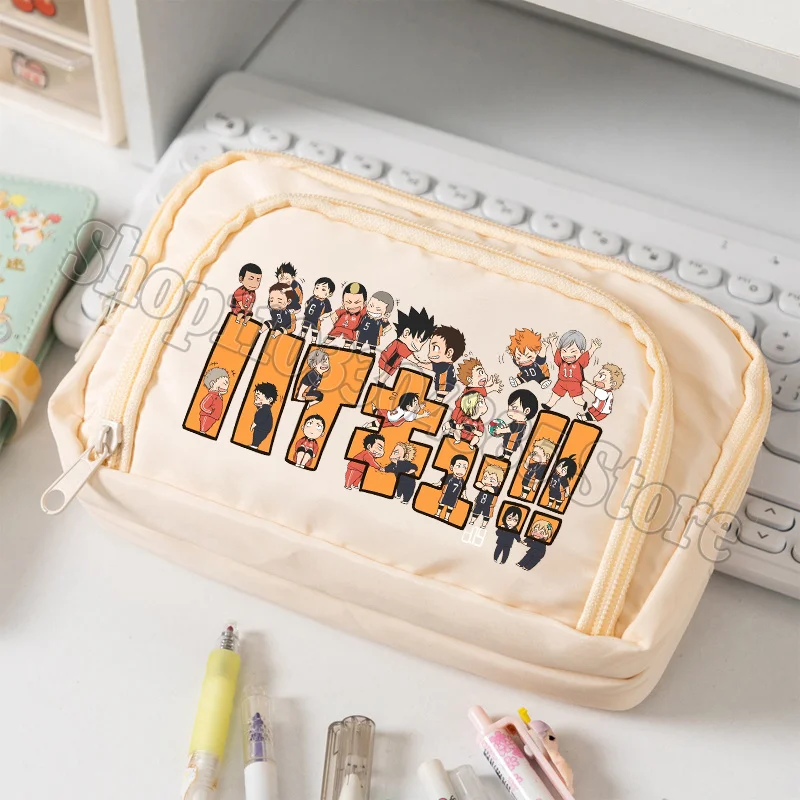 Haikyu Pencil Case New Boys Cartoon Hinata Shoyo Stationery Pouch Student School Desktop Organizer Pen Bags Kids Gift Hot Sales